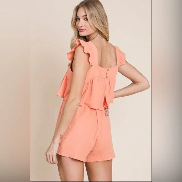 Peach Ruffle Romper - Picture 3 of 3